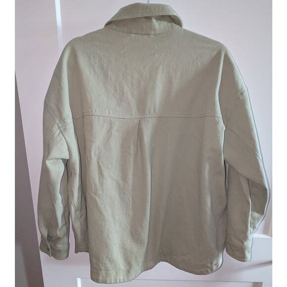 Zara Shacket Size Large Light Green 100% Cotton Jacket - Picture 3 of 5